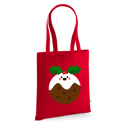 Happy Christmas Pud organic cotton canvas tote bag (sale)