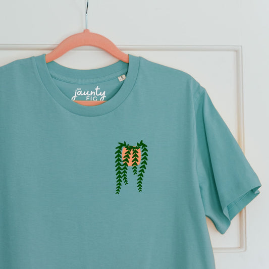 Hanging plant organic cotton t-shirt (end of season colours)