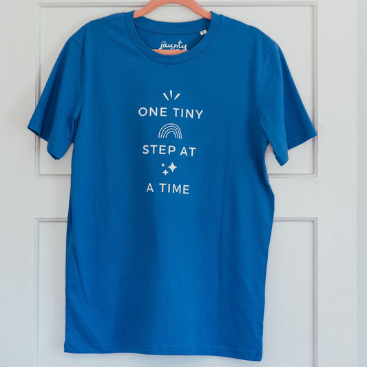 'One tiny step at a time' organic cotton t-shirt (old friend)