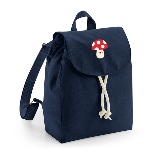 Happy mushroom organic cotton mini backpack
