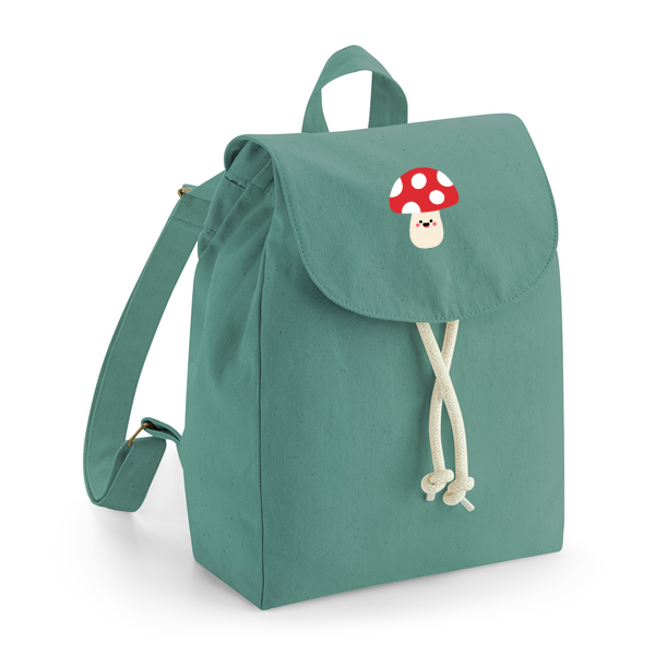 Happy mushroom organic cotton mini backpack