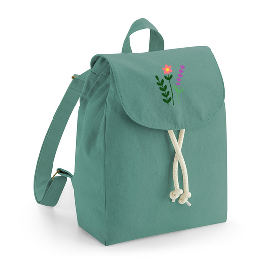 Botanical flowers organic cotton mini backpack (sale)