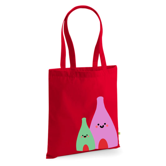 Happy kilns red organic cotton canvas tote bag (sale)